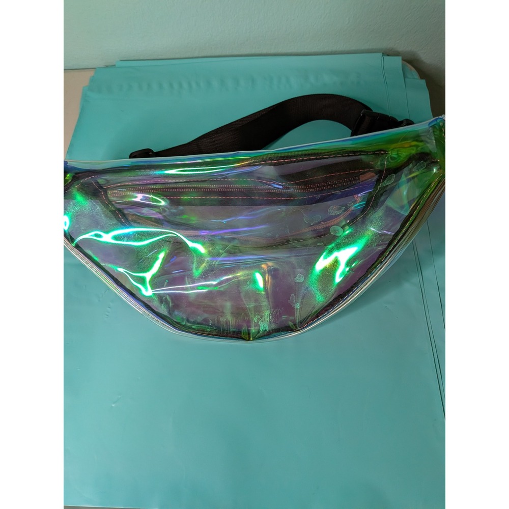 Iridescent Holographic Fanny Pack Clear Festival Waist Bag Multi-Color Belt Bag